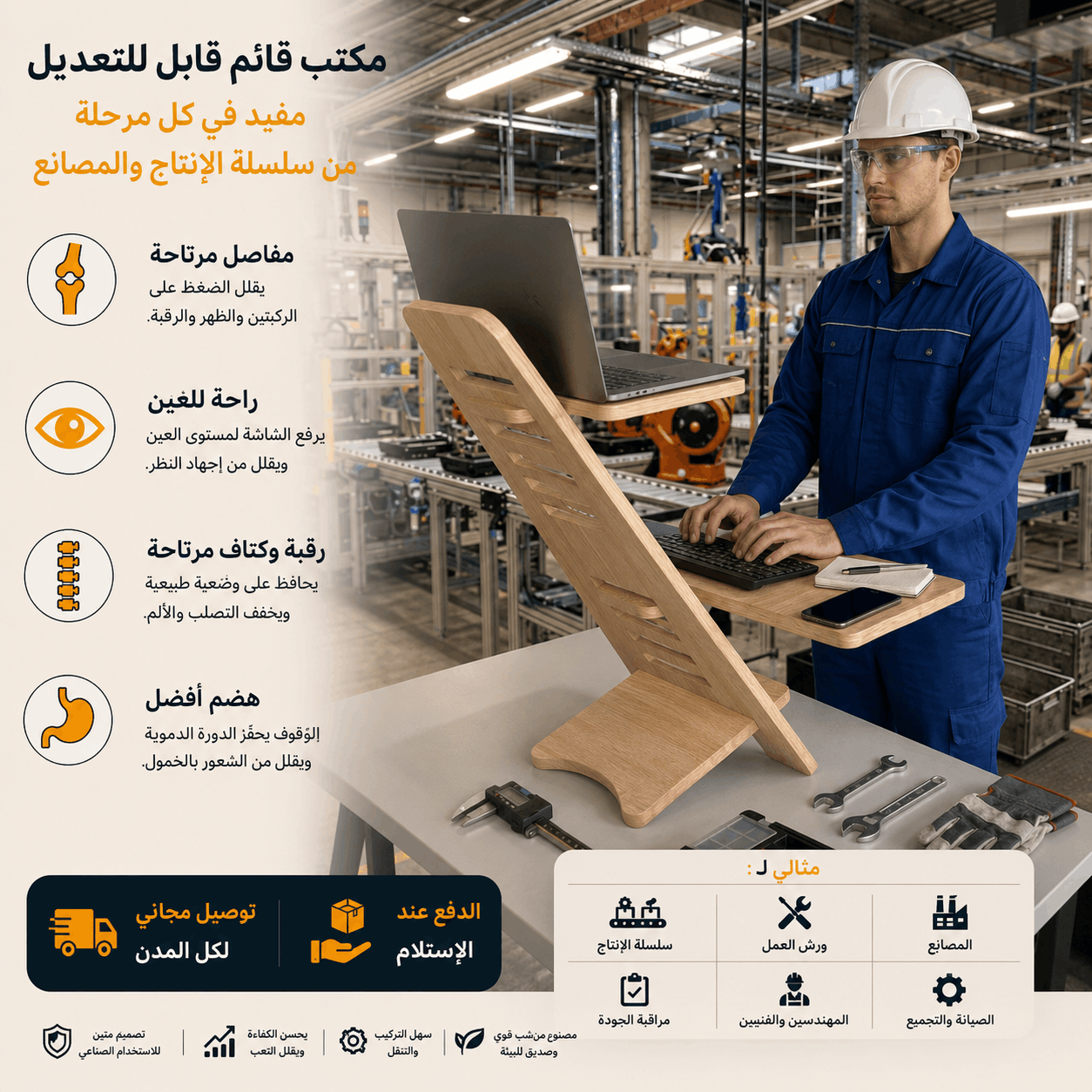 مكتب عمل قابل للتعديل بين للجلوس والوقوف
