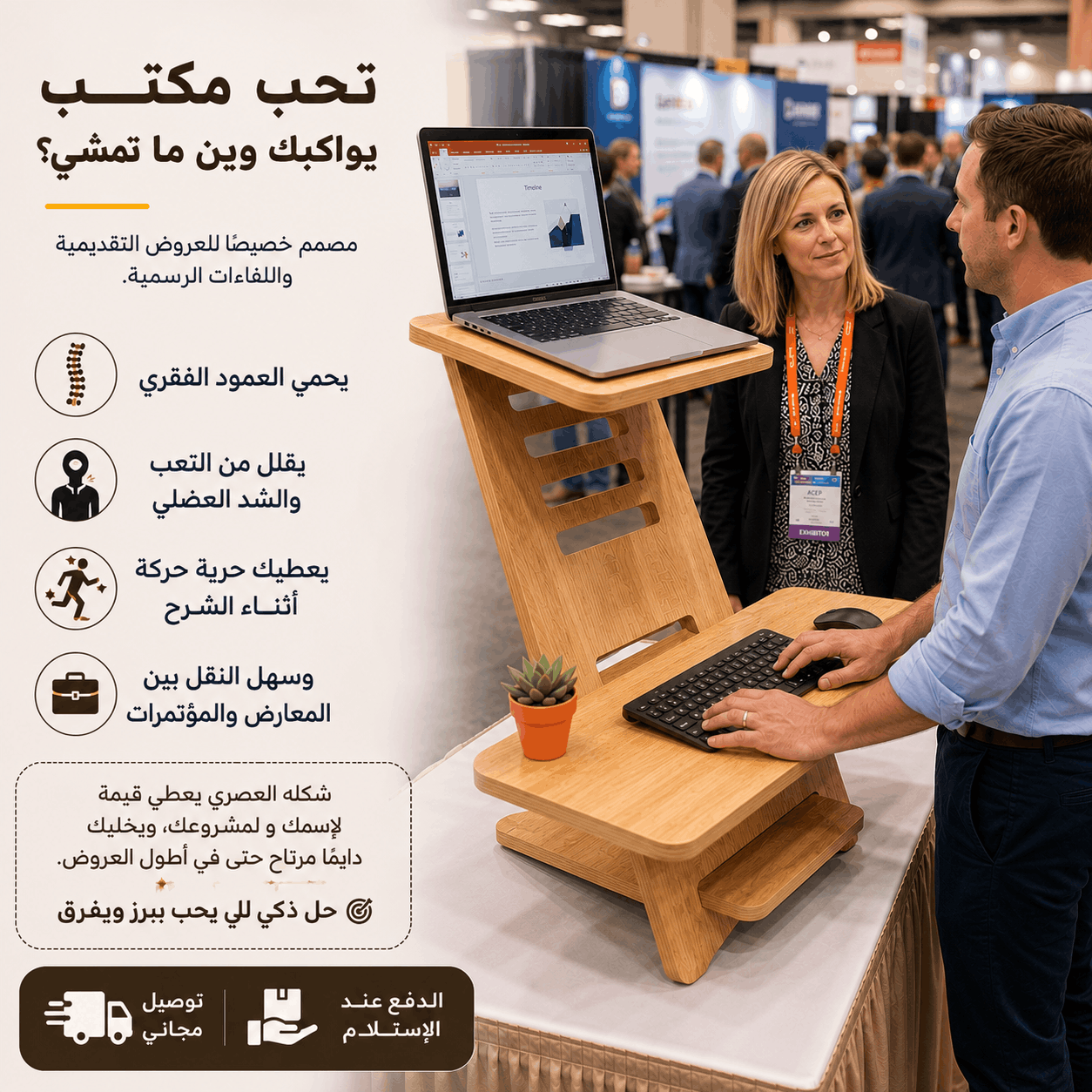 مكتب عمل قابل للتعديل بين للجلوس والوقوف